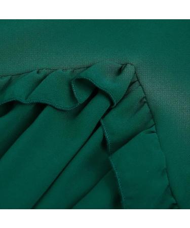 Thsue Women's Green Chiffon Lace Midi Dress - Formal Wedding Guest Short Sleeve Summer Dress - Buy Online on GoSupps.com