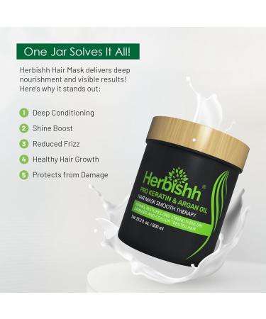 Herbishh Argan Hair Mask-Deep Conditioning & Hydration For Healthier Looking Hair for very Dry Weak Stressed Out Hair No Sulphates No Parabens (800gm) - Buy Online on GoSupps.com