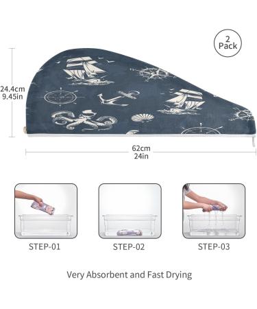 Vintage Sea Dry Hair Cap | Quick Drying Towel Set with Button Headband | Super Absorbent & Comfortable | Ideal for Travel & Home Use - Buy Online on GoSupps.com
