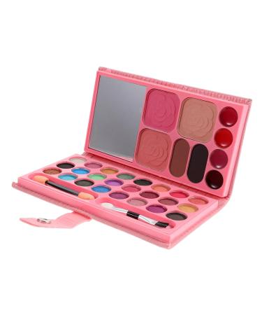 33 Makeup Palette Makeup Bag for Girls Folding Eye Shadow Pan Makeup Accessories Toys for Kids Makeup Pallets for Women Pink Eyeshadow Pallets Flash Miss Powder Blush Palette