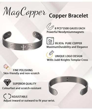 Mens Pure Copper Magnetic Bracelet with 8 Magnets - Adjustable 6.5 inches - Gift Box Included - Buy Online on GoSupps.com