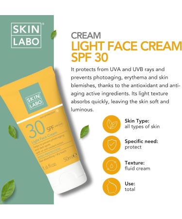 SkinLabo - Face Cream SPF 30 Protects from UVA and UVB Rays Prevents Photoaging and Dark Spots Antioxidant Action with Hyaluronic Acid Ethyl-Ascorbic Acid - 50 ml - Buy Online on GoSupps.com