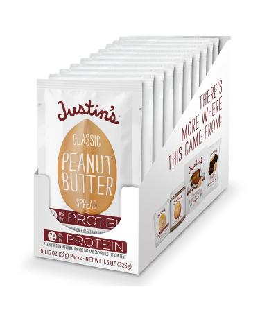 Justin's Classic Peanut Butter Squeeze Packs, Only Two Ingredients, Gluten-Free, Non-GMO, Responsibly Sourced, 1.15 Ounce (10 Pack) 11.5 oz