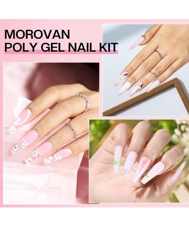 Morovan 30ML Poly Gel Nail Kit - Professional 4 Colors Gel Extension Set with Base & Top Coat - Large Capacity Poly Nail Gel Kit for Beginners - Buy Online on GoSupps.com