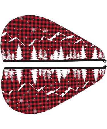 Buy Hair Towel Wrap - Quick Drying Turban with Button | Christmas Tree Buffalo Plaid - Buy Online on GoSupps.com