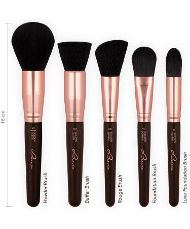 Luvia Golden Queen Makeup Brush Set - 15 Professional Kabuki Brushes with Holder & Travel Bag - Vegan Cosmetics in Brown/Rose Gold - Limited Edition - Buy Online on GoSupps.com