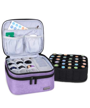 LUXJA Essential Oil Carrying Case - Holds 30 Bottles (5ml-30ml, Also Fits for Roller Bottles), Double-Layer Organizer for Essential Oil and Accessories, Lavender (Bag Only) Fits for 30 bottles Lavender