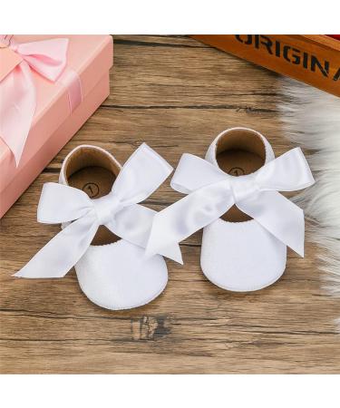 Sonsage Infant Baby Girls Bowknot Mary Jane Soft Anti-Slip Walking Flats - White (0-6 Months) - Buy Online on GoSupps.com