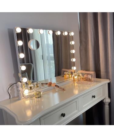 Kottova Large Hollywood Makeup Mirror with 17 Dimmable LED Lights | Extra Big Vanity Mirror with 3 Color Options and Touch Control | USB Charging Port | X-Large Lighted Mirror - Buy Online on GoSupps.com