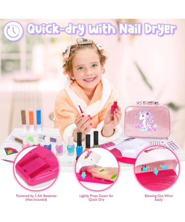 Kids Nail Polish Set | Non-Toxic Peel-Off Nail Art Kit with Dryer & Polish Pen | Perfect Birthday & Christmas Gift for Girls Ages 6-12 - Buy Online on GoSupps.com