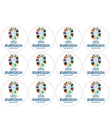 24 x Football 2024 - Europe 4.4cm Disc Cupcake Toppers (NOT PRE Cut)