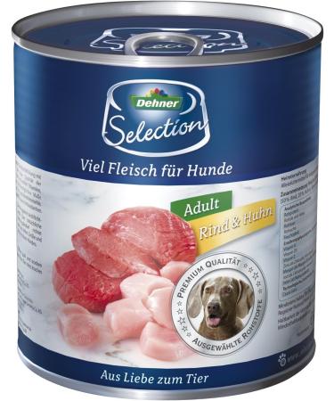 Dehner Premium Grain-Free Wet Dog Food for Adults - Beef & Chicken 6 x 800g Cans (4.8kg) - Buy Online on GoSupps.com