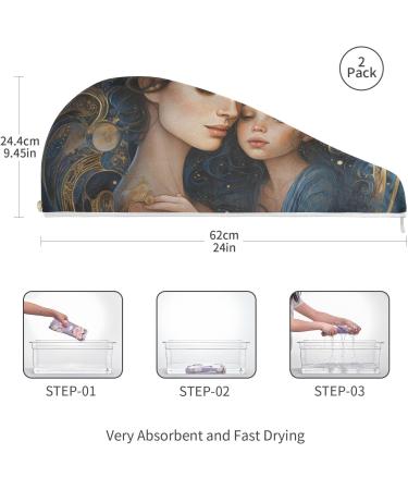 Mother Daughter Nightstars Hair Towel Set Super Absorbent Quick Dry Hair Turbans for Women & Girls | 2 Pack - Buy Online on GoSupps.com