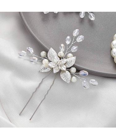 Unicra Silver Wedding Flower Hairpins - Bridal Headpiece Accessories (Pack of 3) for Elegant Brides - Shop Now! - Buy Online on GoSupps.com