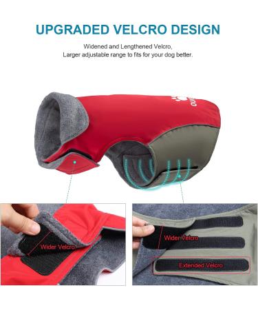 IREENUO Waterproof Dog Coat - Warm Windproof Jacket for Medium to Large Dogs | Adjustable Reflex Strips Size L Red - Buy Online on GoSupps.com