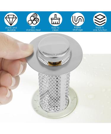 Abizarch 2Pcs Stainless Steel Floor Drain Filter Easy to Use Sink Drain Strainer Filter Multifunctional Sink Drain Strainer Pop Up Bounce Core Bathroom Drain Filter Fast Draining for Bathroom Kitchens - Buy Online on GoSupps.com