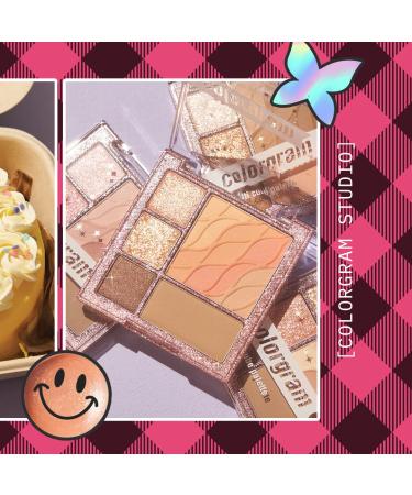 COLORGRAM Multi Cube Palette - 5 Colors Eye Shadow - Matte & Glitter Shades - K-Drama Makeup - Daily Natural Girlish Eye Makeup - #02 Romantic Cube - Buy Online on GoSupps.com