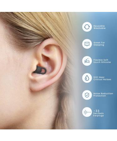 Silicone Ear Plugs for Sleep - Reusable & Comfortable Noise Cancelling Earplugs - 16 Tips in 4 Sizes, 2 Travel Boxes - 33dB Noise Reduction - Ideal for Sleeping, Sensitivity & Flights (Black) - Buy Online on GoSupps.com