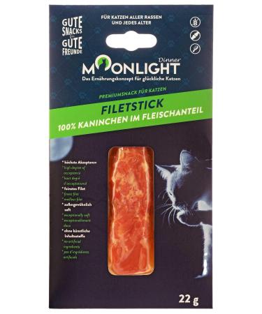 Moonlight Katzensnack Filet stick with rabbits grain-free 100% rabbits in the meat content Katzenleckerli with high acceptance exceptionally soft (22 g rabbits) rabbits 22 g (1 Pack)