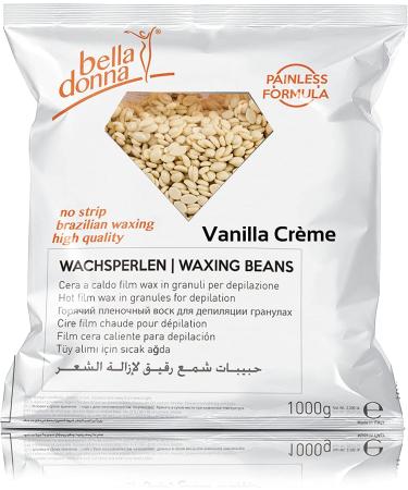 Bella Donna "Vanilla Cr me" Wax Pearls for Stripless and Painless Hair Removal 1000g -Flexible and Creamy Formula Vanilla Cr me 1 kg (Pack of 1) Beads