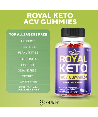 Royal Keto ACV Gummies - Best Keto Flat Tummy & Belly Fat Solution - Extra Strength Weight Loss & Detox Support (60 Gummies - Buy Online on GoSupps.com