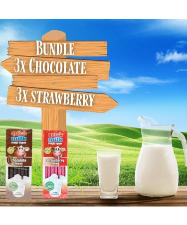 Dr Moo Quick Milk Straw Set - 78 Flavored Straws for Kids: 3X Chocolate (13 Pack) + 3X Strawberry (13 Pack) - Buy Online on GoSupps.com