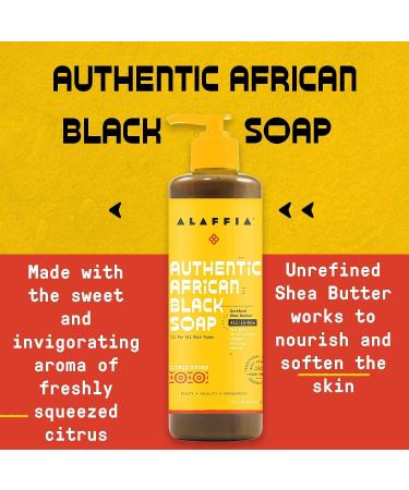 Alaffia Wild Lavender African Black Soap - 16 Fl Oz - All-in-One Body Wash, Face Wash, Shampoo & Shaving Soap with Fair Trade Shea Butter - Authentic Skin Care - Buy Online on GoSupps.com
