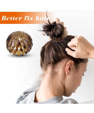4-Piece Bird Nest Hair Clips Set - Vintage Geometric Ponytail Holders in Orange, Green, Brown, and Red Brown - Buy Online on GoSupps.com