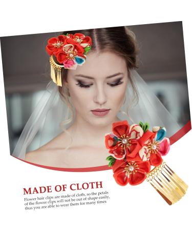 FOMIYES Hair Jewelry Kimono Floral Barrettes Asian Hair Accessories Hair Grips Flower Hair Clip Fan Tassel Hair Clip Womens Hanfu Hair Accessories Hairpin Hair Piece Bride Chinese Style M Red - Buy Online on GoSupps.com