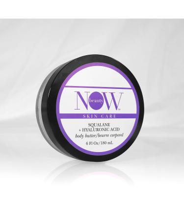 NOW BEAUTY Squalane Body Butter - Squalane and Hyaluronic Acid Body Lotion with Hydrating Coconut Oil and Shea Butter - Luxurious Moisturizing Non-Greasy Cream for Dry Skin - 6 oz - Buy Online on GoSupps.com