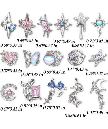 16 Styles Luxury Moon & Star Nail Charms - 3D Bow Butterfly & Rhinestone Nail Art Accessories for Acrylic Nails - Y2K Metal Nail Jewels - Buy Online on GoSupps.com