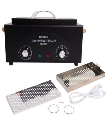 Sterilizer for Nail Tools High Temperature Metal Cleaning 2L Tattoo Equipment High Temp for Spa Salon Barber Shops Salon Hairdressing Tool Earrings Dry Heat Multi-functional with Timer Manicure Black