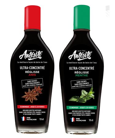 Antesite Anise + Antesite Mint, Liquorice Concentrate and Natural Anise Extract, Liquorice Concentrate and Natural Mint Extracts – Pack of 2 Bottles of 13cl Dilute Sugar Free (MA)