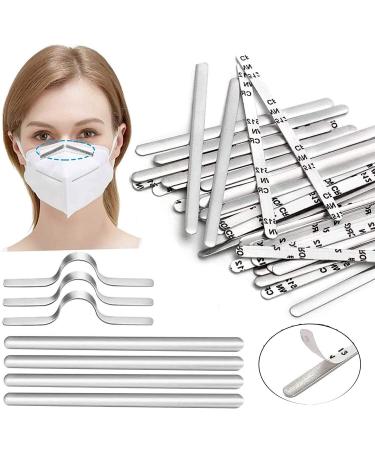 100Pcs Nose Bridge Strip for Mask  Metal Nose Bridge Strip  90MM Self Adhesive Aluminum Flat Nose Clips Nose Bridge Bracket Nose Wire for Mask Handmade DIY Making Accessories for Sewing Crafts