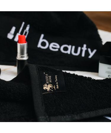 Hiera Home 6 Pack Turkish Cotton Luxury Face Towels - Set of 6 Washcloths for Make up Removal - Beauty-Black - Buy Online on GoSupps.com