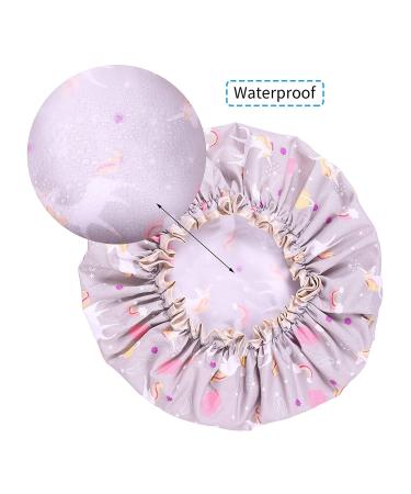 Kuou Waterproof Shower Caps for Women Men & Children - Satin Lined Elastic Band 2 Pack Hair Protection - Buy Online on GoSupps.com