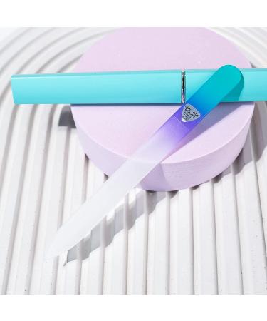Bona Fide Beauty Czech Glass Nail File with Case - Pastel Aqua/Violet | Manicure Fingernail File for Natural Nails - Expert Precision Filing and Smooth Finish - Buy Online on GoSupps.com