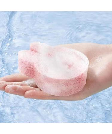 Neamou Baby Sponge for Bathing | Soft Baby Body Wash Scrubber Wood Pulp Sponge Shower Sponge Dead Skin Remover Cute Shower Brush Bath Supplies for Toddler Kids Baby Pink - Buy Online on GoSupps.com
