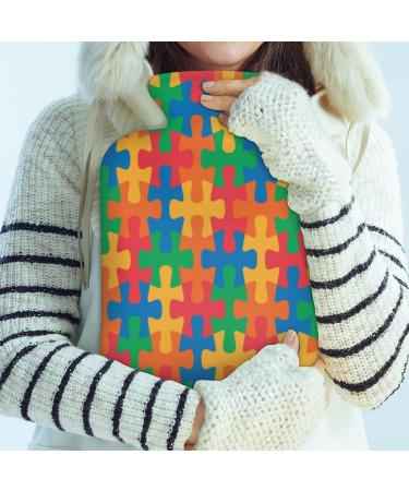 Autism Awareness Day Puzzle Heat Bottle 2L PVC Pain Relief Heat & Cold Therapy for Cramps Neck & Shoulders - Buy Online on GoSupps.com