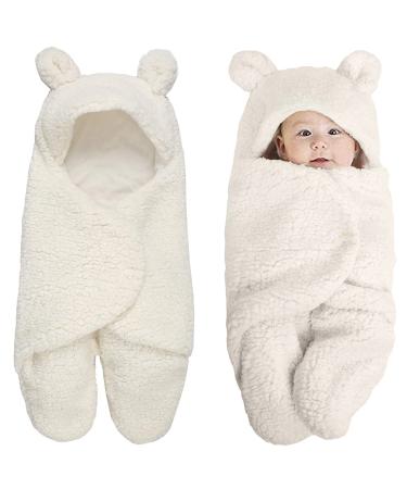 MUSUNFE Cute Unisex Newborn Clothing Baby Sleeping Bag Thick Cotton Blankets Plush Swaddle Blankets (White)