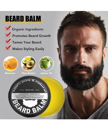 Beard Growth Kit 4 in 1 Men's Grooming Set with Roller, Serum, Balm | Birthday Gifts for Dad, Boyfriend - Buy Online on GoSupps.com