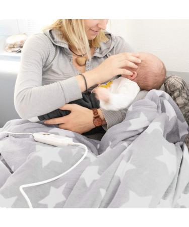 Buy Navaris XXL Electric Heating Ceiling Blanket - 180x130cm 3 Heat Levels Washable Automatic Switch Cozy Light Gray with Stars - International Shipping Available - Buy Online on GoSupps.com