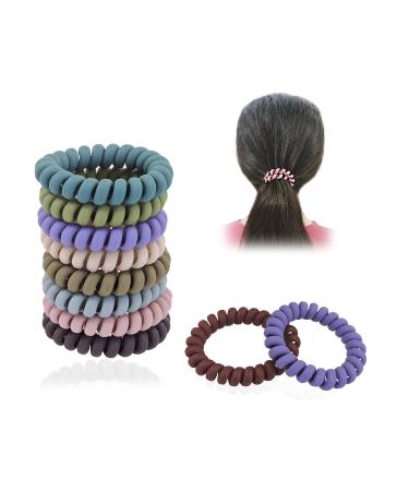 Andiker Spiral Hair tie Telephone cable 10 Colorful Elastic hair band Hairdressing Hairdress Hairrings Telephone cable braid rubber ponytail holder for women and girls (10PCs)