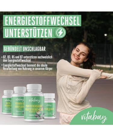 VITABAY Pantothenic Acid 500 mg - 300 Vegan Capsules | High Dose Vitamin B5 | Gastrointestinal Resistant | Purely Biological | Made in Germany - 3-Pack - Buy Online on GoSupps.com