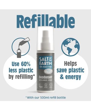 Salt of the Earth Refillable Natural Deodorant Spray 100% Natural Origin Ingredients - Vegan Long Lasting Protection Suitable For Women Men & Kids - 100ml (Vetiver & Citrus) Vetiver & Citrus 100 ml (Pack of 1) - Buy Online on GoSupps.com