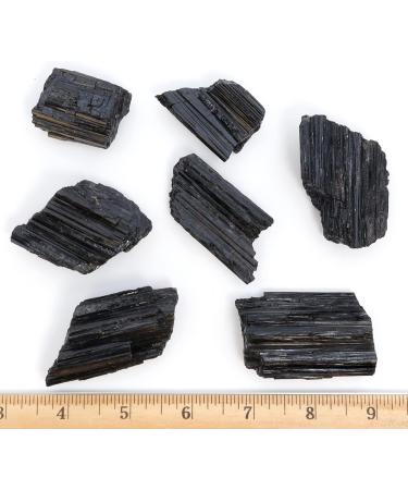 DANCING BEAR Black Tourmaline Crystals Bulk - 1/2 LB Large Pieces with Selenite Stick and Info Cards | Rough Raw Natural Stones Made in USA for Good Vibes and Reiki Energy - Buy Online on GoSupps.com