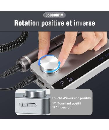 Portable Electric Nail Cutter for Gel Nails - 35000 RPM Rechargeable Pedicure Set with Low Heat Mute Operation and 6 Tips - Bidirectional Rotation - Foot Care in Gray - Buy Online on GoSupps.com