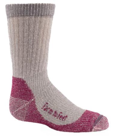 Farm to Feet Kids Boulder No Fly Zone Lightweight Hiking Merino Wool Crew, Berry, Medium
