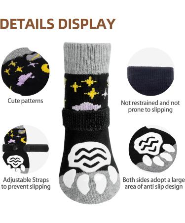 Buy Pupeck Anti-Slide Dog Socks Summer Paw Protection for All Sizes | Pack of 6 Black Star & Moon Design - Buy Online on GoSupps.com