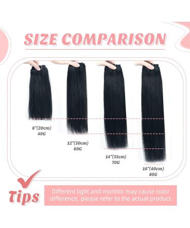 Vlasy 8 Inch Black Human Hair Clip in Extensions - Natural Thick Seamless 7 Pieces for Women - Buy Online on GoSupps.com